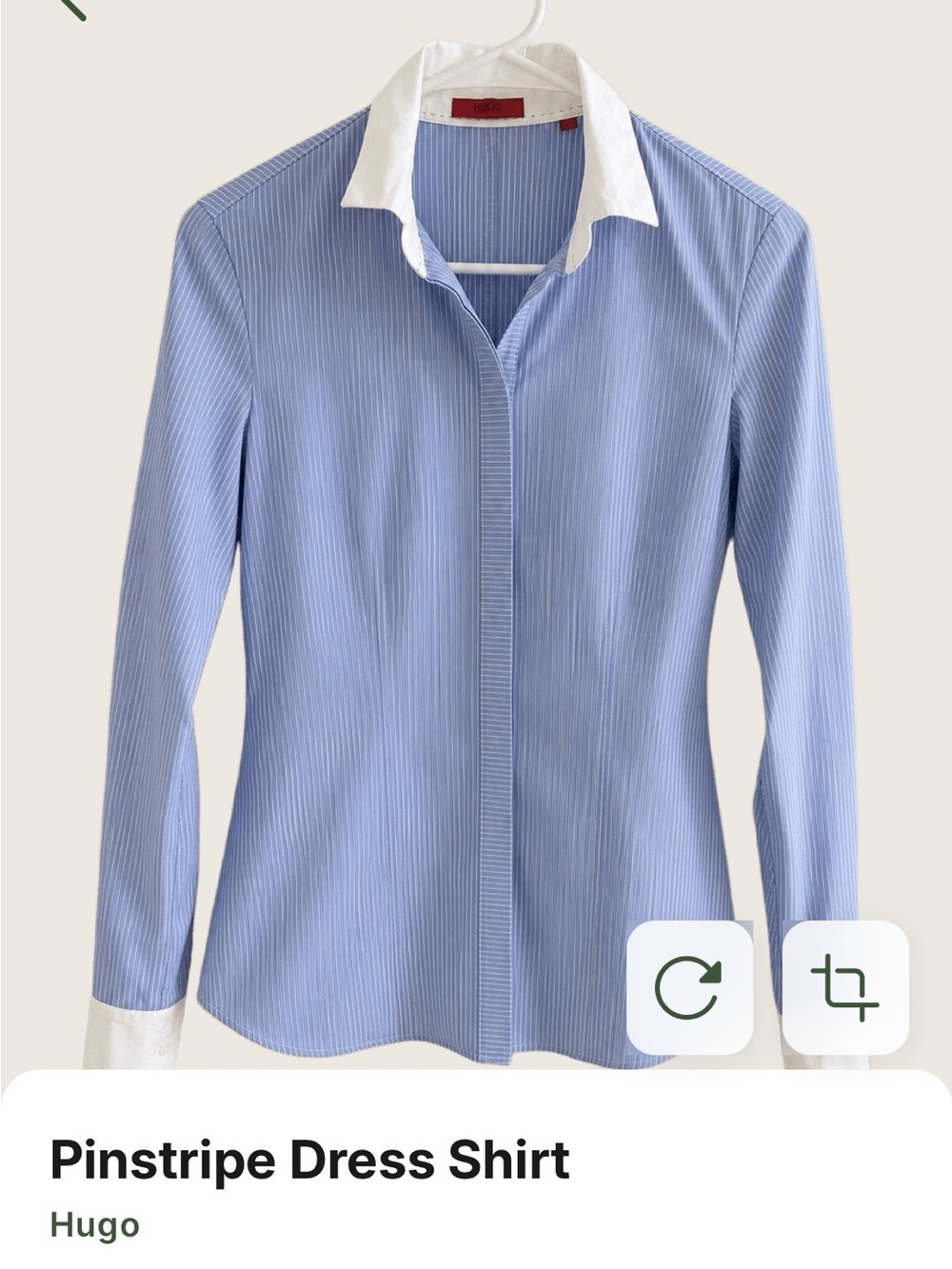 HUGO Blue Pinstripe Button-Down Shirt with White Collar